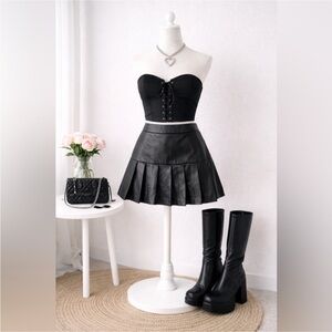 Bar III Black Faux Leather Mini Skirt